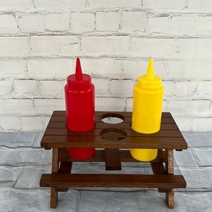 Condiment wooden Vintage kétchup caddy 60’s